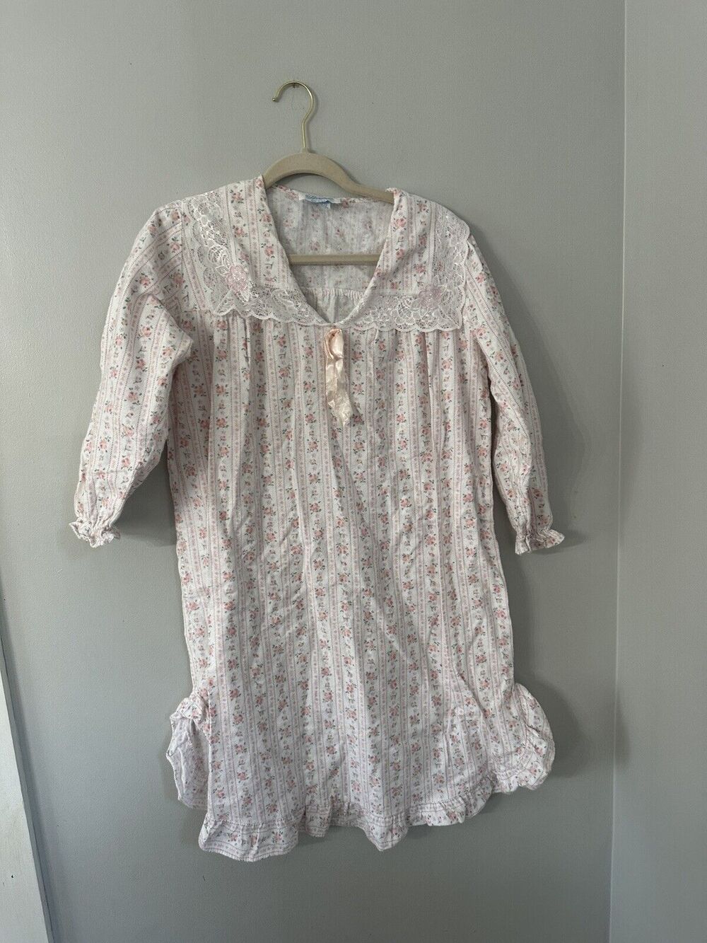 Vintage Stardust Women’s Night Gown Pink Floral Sz S Cottage Core